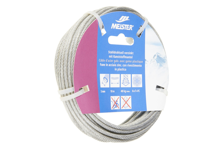 CABLE ACIER GALVANISE GAINE TRANSPARENTE 3/5 mm - 100 METRES - Spécial Filet CABLE ACIER GALVANISE GAINE TRANSPARENTE 3/5 mm - 100 METRES - Spécial Filet