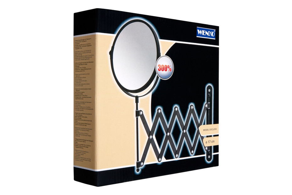 WENKO Miroir Cosmétique Marcon Sur Pied - Ø 17 Cm - Polystyrène Gris - 17,5x19x7 Cm - Pour Maquillage, Rasage