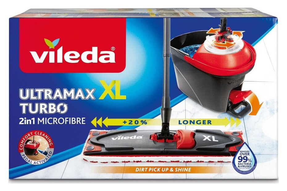 Vileda 138924 Supermop e secchio strizzatore, colore: blu Vileda 138924 Supermop e secchio strizzatore, colore: blu