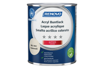 Renovo Vernice Acrilica Multicolore Bianco Crema RAL 9001 Lucida | 0,75 l