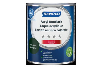 Renovo Vernice Acrilica Colorata RAL 6005 Verde Muschio Lucido | 0,75 l