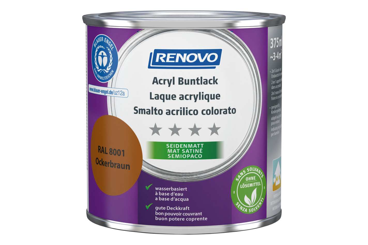 Renovo Vernice acrilica colorata RA l 8001 Marrone ocra | 375 ml