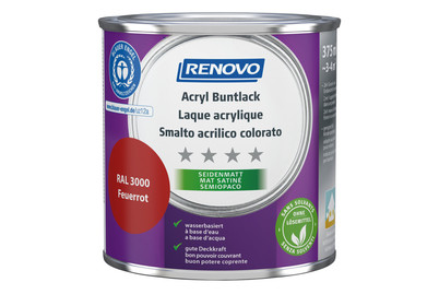 Renovo Vernice Acrilica Colorata Rosso Fuoco RAL 3000 Opaco | 0,4 l