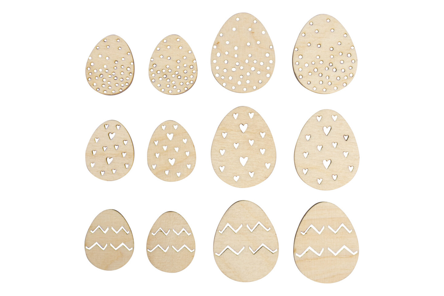 Miniature l. uovo pasqua, FSC Mix Credit, 3+4cm, assortito, bus.blis. 12pz