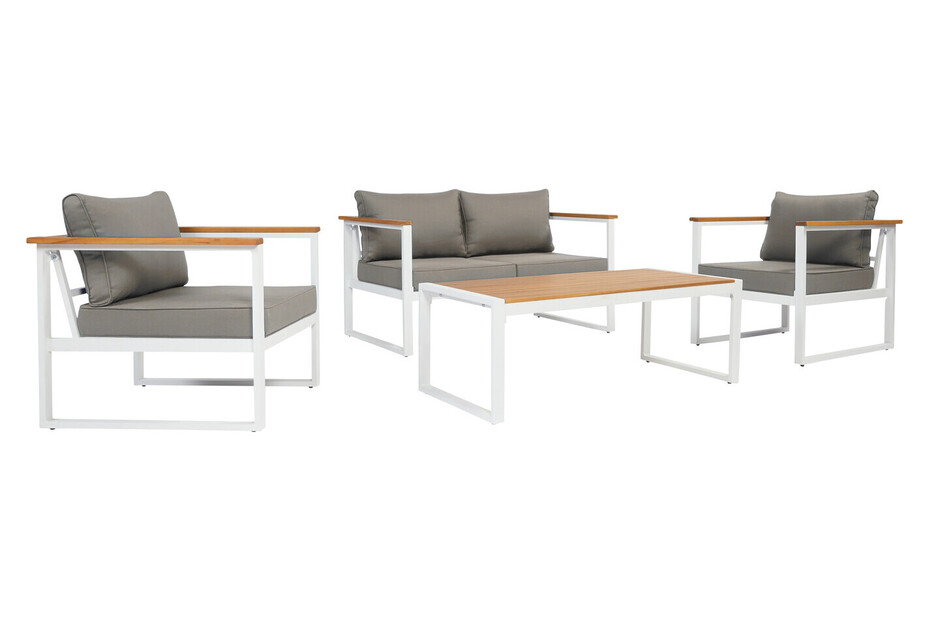 Home and More Lounge-Set Santorini Grau inkl. Zusatz-Kissen Covers in Blau