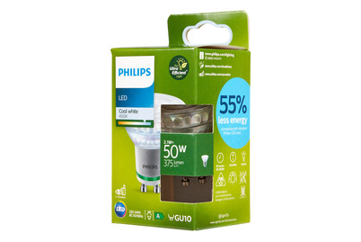 Philips Classic ultraeffiziente LED-Lampe mit Energieeffizienzklasse A, ersetzt 50W, GU10-Sockel, kaltweiß (4000K)