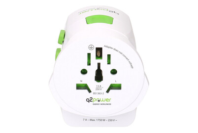 Q2Power adattatori viaggio nel mondo Qdapter 2 pezzi con USB A/C