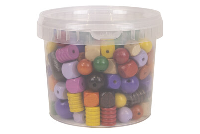 Image of Holzperlen bunt, FSC 100%, 16-25mm ø, bunt gemischt, Dose 350g