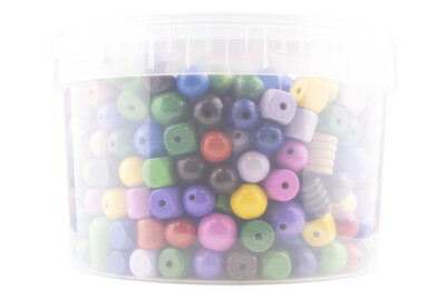 Image of Holzperlen bunt, FSC 100%, 16-25mm ø, bunt gemischt, Dose 1200g