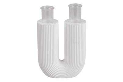 Image of Silikon Giessform U-Form Vase geriffelt, 8,5x3,8x10cm, inkl. 2 Reagenzgläser