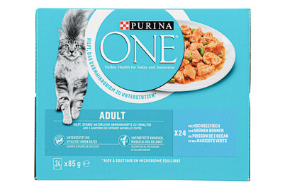 Alimento per gatti Adult Purina ONE con pesce dell’oceano in salsa 24x85g