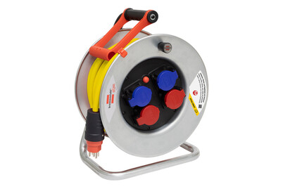 Image of Bat SK 320 Kabelrolle, 2x Steckdose T25, 2x Steckdose T23, Stecker T25, 25m At-N07V3V3-F 5G2.5 gelb, CH Stecksystem Ip55