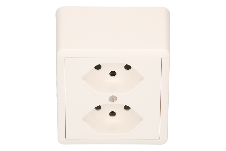 MK - Presa commutata 13A 2 Gang DP con bilancieri fuoribordo, bianco MK - Presa commutata 13A 2 Gang DP con bilancieri fuoribordo, bianco