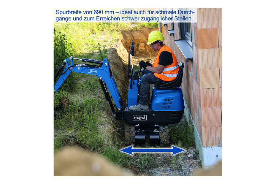 Benzin Mini Bagger EXC815 XXL Set Scheppach - 8,5 PS | 2330mm Grabweite | 690mm Spurbreite | Kettenantrieb | inkl. Komplett-Zubehör Benzin Mini Bagger EXC815 XXL Set Scheppach - 8,5 PS | 2330mm Grabweite | 690mm Spurbreite | Kettenantrieb | inkl. Komplett-Zubehör