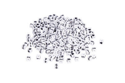 Image of Plastik-Zahlen-Perlen Würfel, 5x5mm, SB-Blister 40g