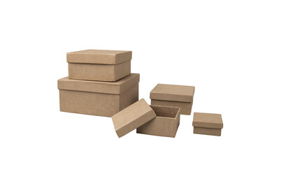 Image of Pappmaché Boxen Set, FSC Recycled 100%, 5x5-14x14cm, quadratisch, 5-tlg.