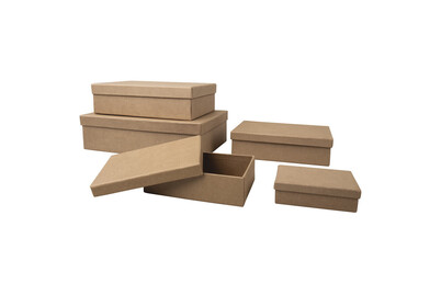 Image of Pappmaché Boxen Set, FSC Recycled 100%, 10x7-26x17cm, rechteckig, 5-tlg.