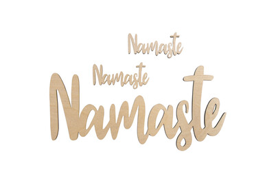 Image of Holz Schrift Namaste , FSC Mix Credit, 8x3,8cm + 25x12cm, SB-Btl. 3Stück