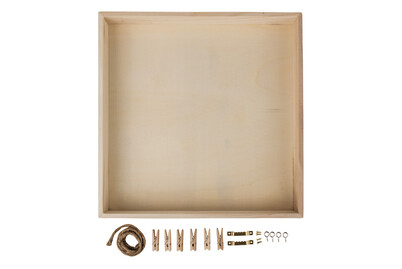 Image of Holz-Rahmen m. Rückwand, FSC Mix Credit, 32x32x5cm, +Kordel,Aufh.,Klammern