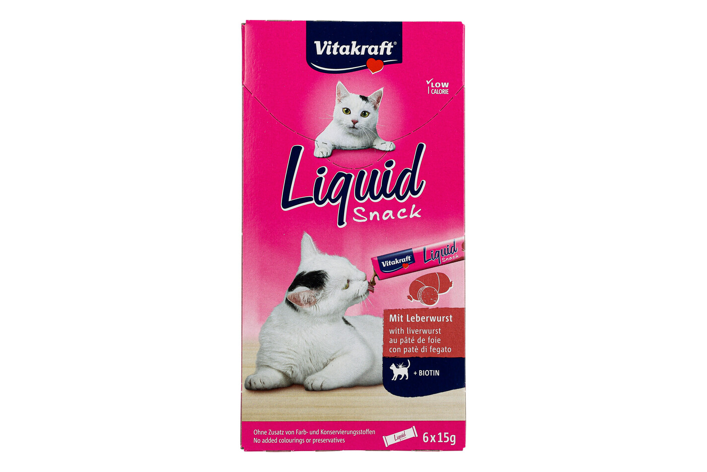 Vitakraft liquid Snack saucisse de foie & biotin 6x15g