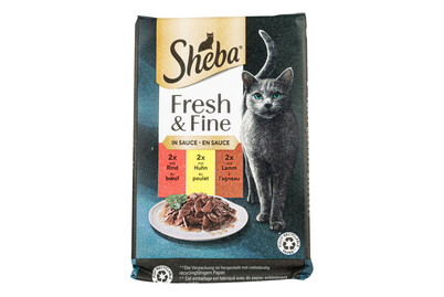 Image of Sheba Fresh & Fine Herzhaft Katzenfutter in Sauce Rind&Huhn 6x50g