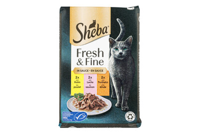 Image of Sheba Fresh+Fine Katzenfutter in Sauce Huhn & Lachs 6x50g