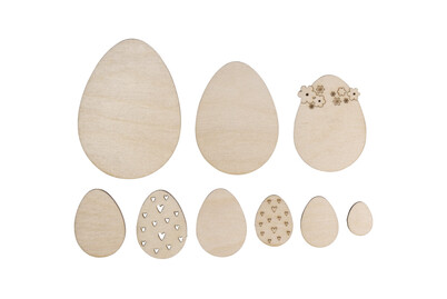 Image of Holz Ostereier, FSC Mix Credit, 2-8cm, SB-Btl. 9Stück