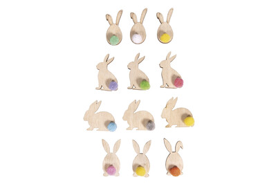 Image of Holz Streuteile Hase, FSC Mix Credit, 3-3,7cm, SB-Btl. 12Stück