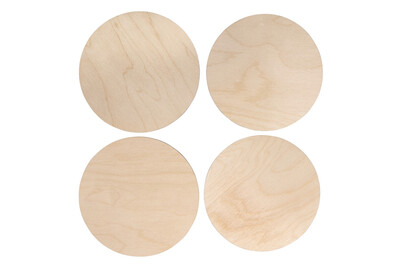 Image of Holz Platten Set L, FSC Mix Credit, 15-15,5cm ø,Stärke 4mm, SB-Btl. 4Stück