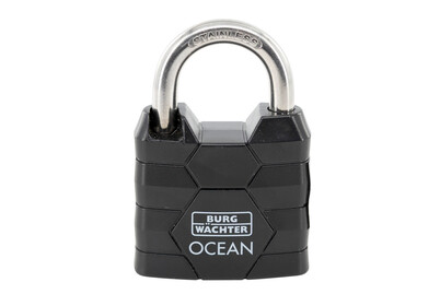 Burg-Wächter Ocean 490 Ni 30 SB Cadenas Résistant Eau De Mer - Anse 4,8 Mm, 2 Clés, Corps Laiton, Noir