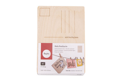 Image of Holz Postkarte, FSC 100%, 14,8x10,5x0,3cm, Btl 26Stück
