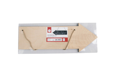 Image of Holz Schild Pfeil, FSC 100%, 40x15x0,6cm, mit Jutegarn
