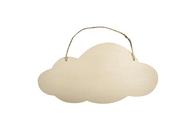 Image of Holz Schild Wolke, FSC 100%, 40x20x0,6cm, mit Jutegarn