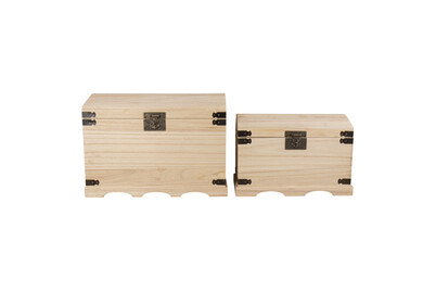 Image of Holz-Truhen-Set, 2 Grössen, 37x21x26 cm + 44,8x28,8x32 cm