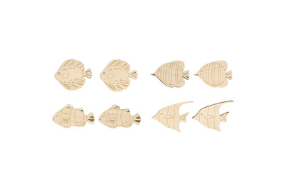 Image of Holz Streuteile Fisch, FSC Mix Credit, 5,5-6,5cm, sortiert, SB-Btl. 8Stück
