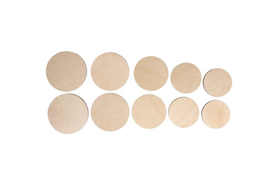 Image of Holz Platten Set S, FSC Mix Credit, 7,5-10,5cm ø,Stärke 4mm, SB-Btl. 10Stück