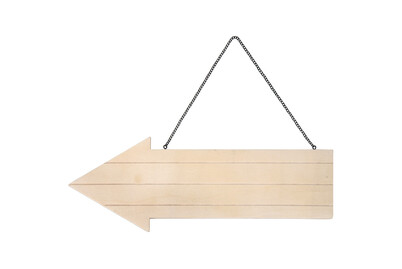 Image of Holz Pfeil mit Metallkette, FSC 100%, 39x14,5cm, Stärke 1,2cm