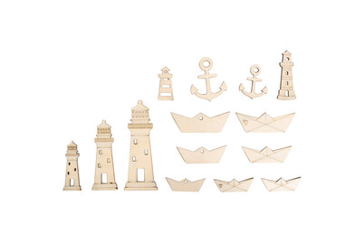 Image of Holz Boote,Leuchtturm&Co, FSC Mix Credit, 1,5-9cm, SB-Btl. 14Stück