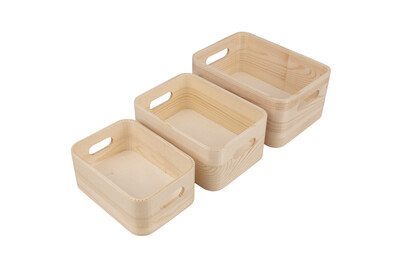 Image of Holz Kisten Set, FSC 100%, 22x16x10+19,5x14x8,5+17x12x7cm, 3tlg.