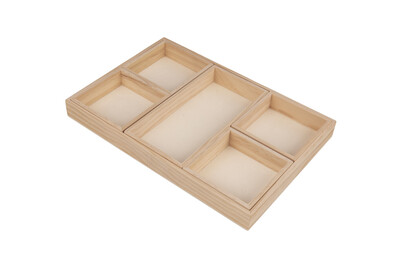 Image of Holz Deko Tablett Set, FSC 100%, 31,5x21,5x3cm, 6tlg., 1Set