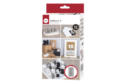 Image of Silikon Giessform 0-9, 14,5x26x2,5cm, 12 Formen, Box 1Stück