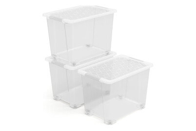 Rotho Contenitore con coperchio Evo Easy | 58,5 × 39 × 41 cm | 65 l | 3 pezzi