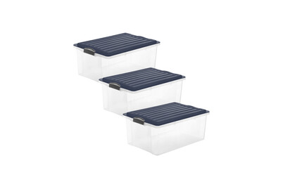 Rotho Contenitore incl. coperchio Compact | 57 x 40 x 25 cm | 38 l | 3 pezzi