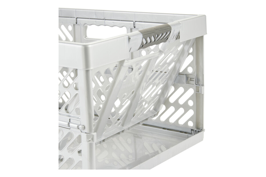 Scatola Pieghevole 45L Grigio/Argento - Capacità 50kg Per Trasporto E Conservazione - Robusta E Compatta - Foto 6