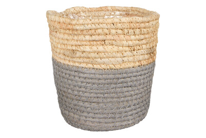 Image of Mica Korb aus Maisblätter | Ø14xH14 | Grau