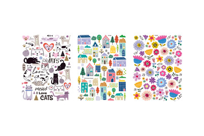 Trasferibile Rub on Flower cat Home, diversi design, bus.blis. 3fogli