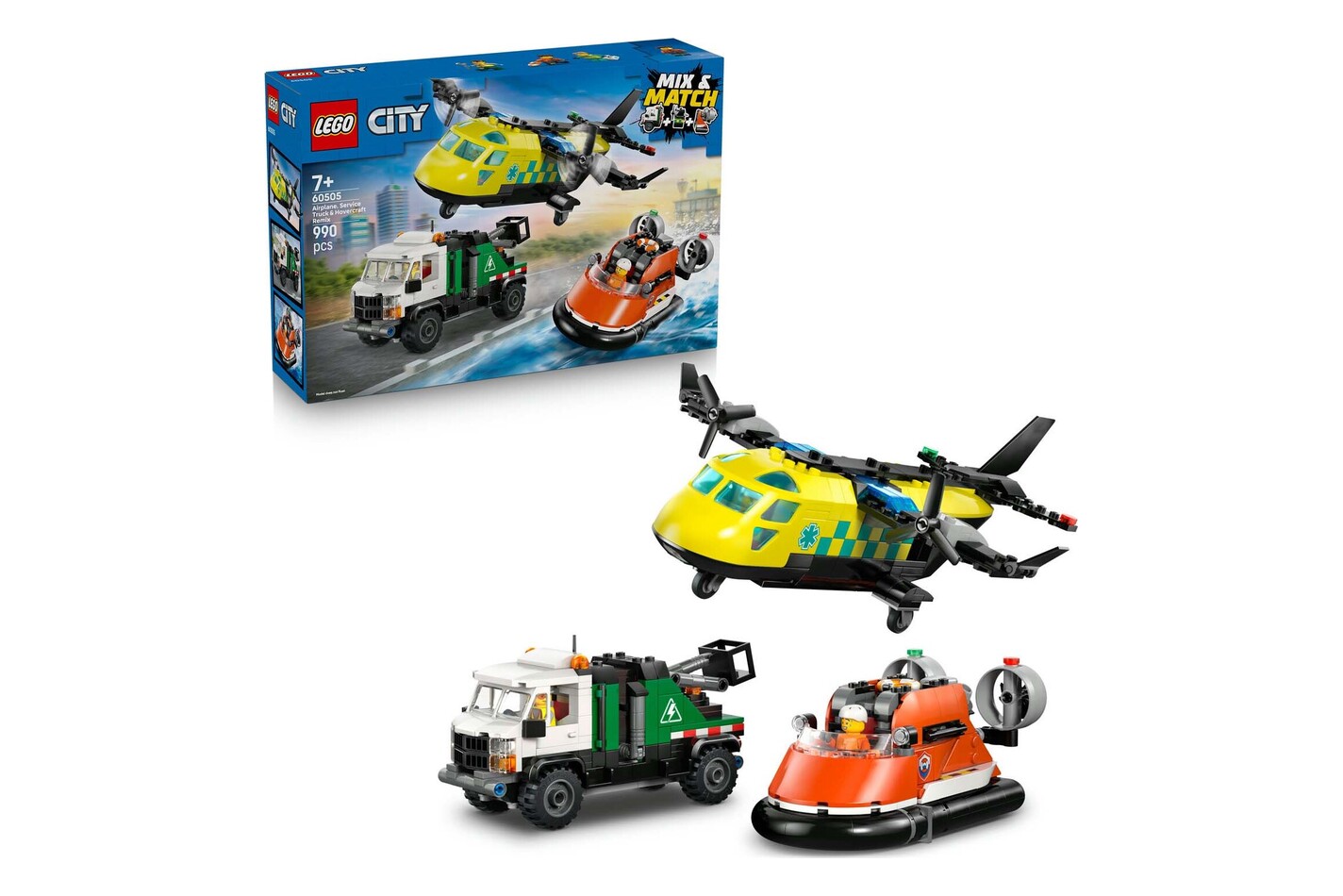 LEGO® - 60505 Avion, camion d’assistance et aéroglisseur modulable, Multicolor