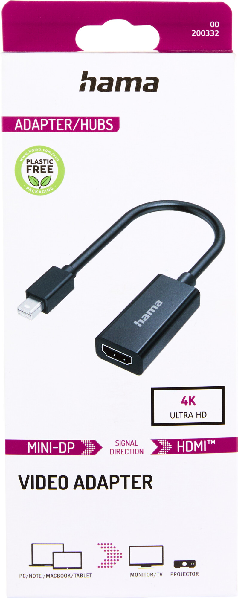 Hama Video-Adapter, Mini-DisplayPort-Stecker - Hdmi Buchse, Ultra-HD 4K
