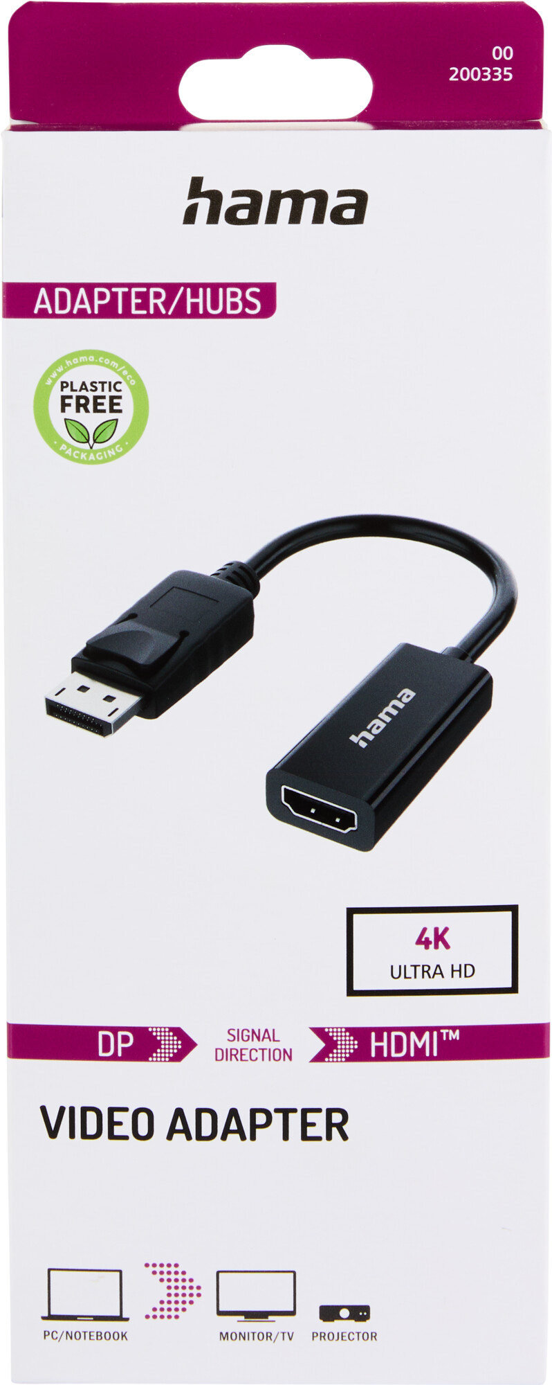 Hama Video-Adapter, DisplayPort-Stecker - Hdmi Buchse, Ultra-HD 4K