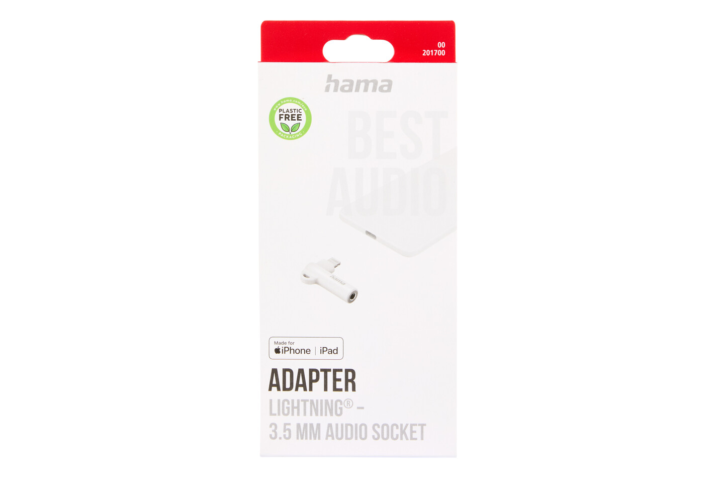 Hama Aux Adapter Lightning auf 3,5 mm Klinke Buchse 90 Grad Winkelstecker Weiss